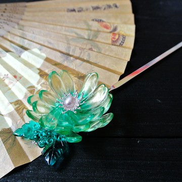 【墨徽閣】單菊髮簪/髮釵/髮梳(可改鍍18K金款)