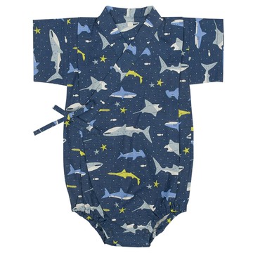 akachan honpo - 甚平包屁衣-鯊魚-深藍色 (80cm)