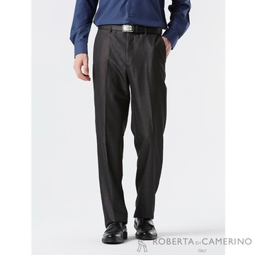 【ROBERTA 諾貝達】男裝 黑灰色羊毛西裝褲-平口修身版-光觸媒加工織品