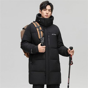 【米蘭精品】現貨+預購 頂級真羽絨外套90%鴨絨羽絨衣秋冬外套上衣大碼休閒男裝-連帽加厚簡約中長2色74mt7