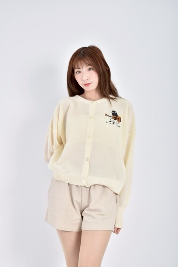 (L) graniph鏤空排扣黃色長袖上衣