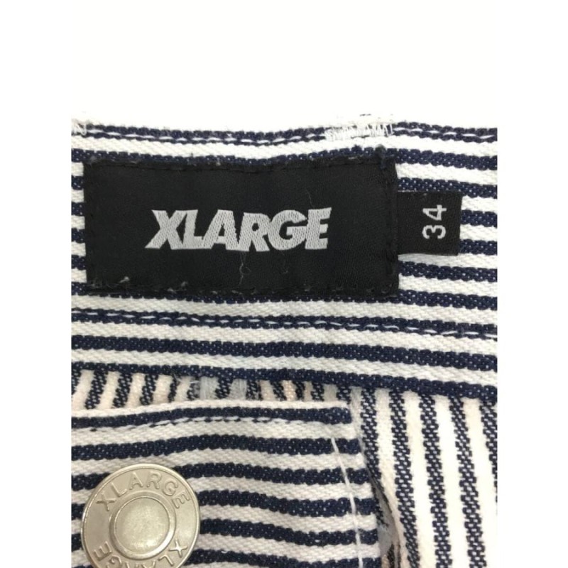 X-LARGE◇ペインターパンツ/34/コットン/WHT/ホワイト/ストライプ