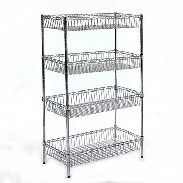 免運碟架水果架廚房用品置物架4層不銹鋼色水果蔬菜收納儲物架落地多層整理架子