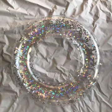 【臺灣-出貨】閃閃Bling透明游泳圈成人兒童亮片泳圈男女通用腋下圈水上漂浮救生浮圈0409