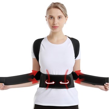 防駝挺胸支撐帶 背部可調美姿帶 黑色  XL  1個