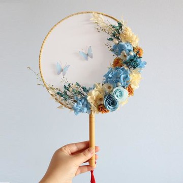 古風團扇干花DIY材料包花藝三八婦女節活動沙龍永生花結婚禮物