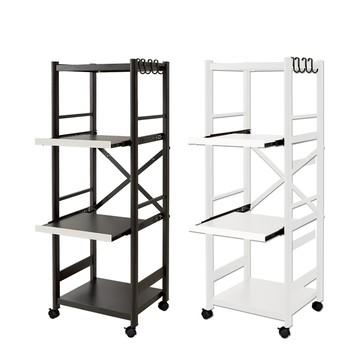 【品樂生活】雙板雙抽45CM拉抽式電器收納推車/廚房架/電器架/鐵架/層架/微波爐架