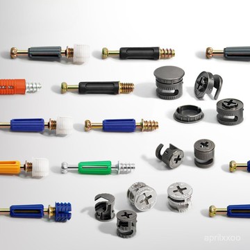 [24時熱賣]三閤一連接件 五金配件帶蓋款三閤一連接件 極簡槍黑12mm偏心輪櫥櫃二閤一快裝連接桿 RZUH