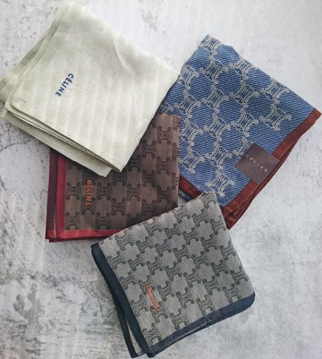 全新未使用 CELINE 稀有高質 老花 手巾方巾 手帕 綁包帶圍巾絲巾