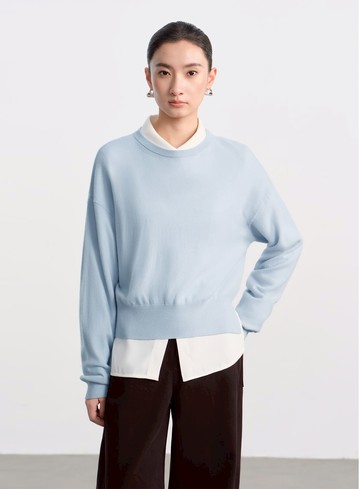 輕柔羊絨混紡針織上衣