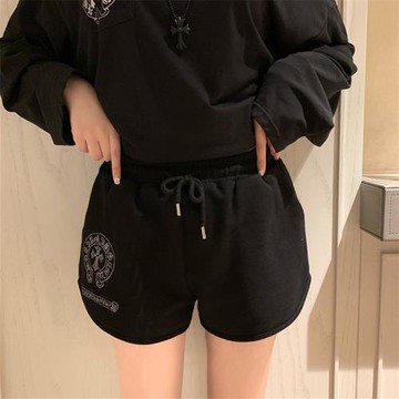 夏季ins超火銀絲梵文刺繡寬松學生高腰顯瘦百搭熱褲潮牌運動短褲