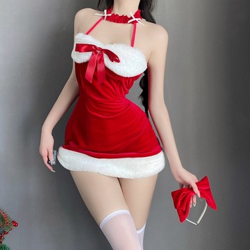 流行E線 脖性感聖誕節洋裝 低胸聖誕服裝  修身聖誕裝 夜店派對聖誕節套裝表演服~F116