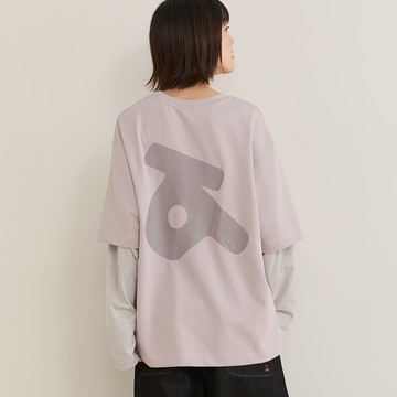 a la sha Logo假兩件嘻哈中性T