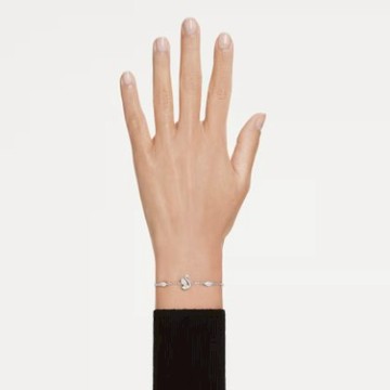 【Swarovski 施華洛世奇】Swan 手鏈 (混合式切割 天鵝 白色 鍍白金色)(5758682)