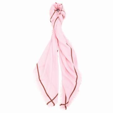 Longchamp La Medaille 奔馬徽章緹花紋 短流蘇方巾 圍巾(120CM-粉紅色)