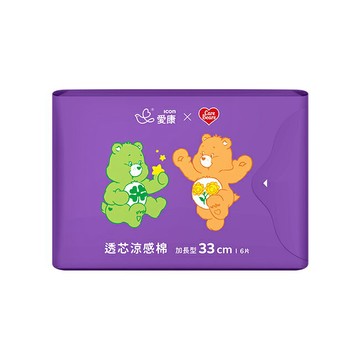 愛康透芯涼感棉CareBears加長33cm6片