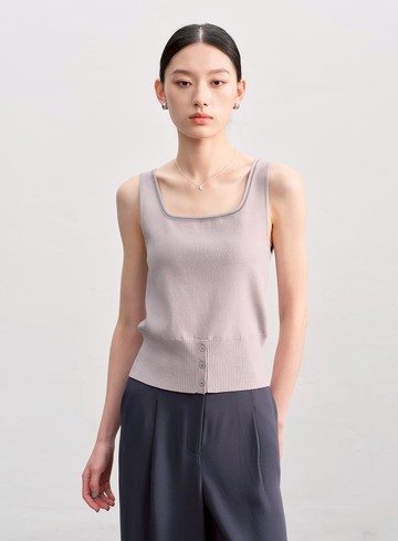 簡約半開襟針織背心