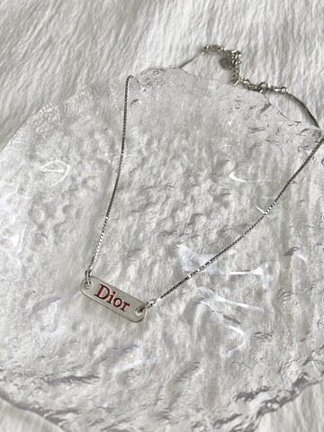 【日本直送 名牌中古包】Christian Dior 克裡斯汀‧迪奧 項鍊 銀色 DIOR Logo 飾牌 vintage nvu437