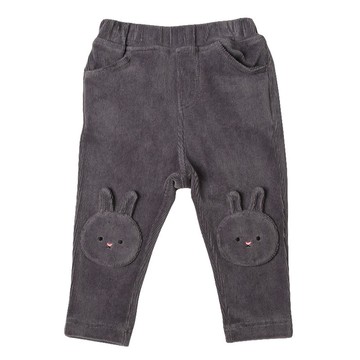 akachan honpo - 10分燈心絨褲-膝蓋圖案-深灰色