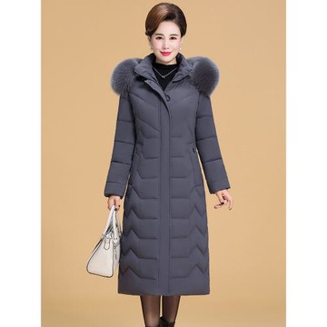 中老年棉衣女冬季中長款過膝加厚羽絨棉服中年媽媽裝秋冬棉襖外套