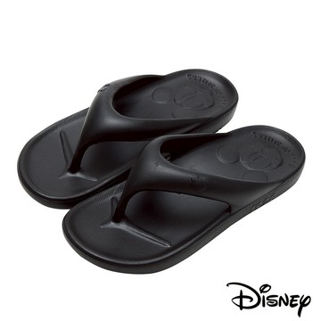 【迪士尼女鞋】米奇浮雕軟Q防水夾腳拖鞋-星空黑