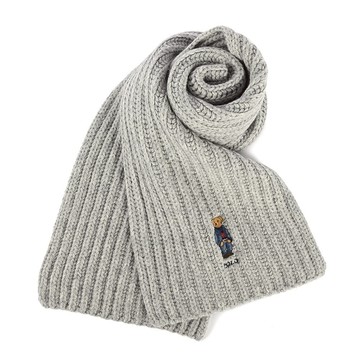 POLO Ralph Lauren牛仔熊羊毛混紡針織圍巾(灰色)780801-032｜GoBrand購名牌