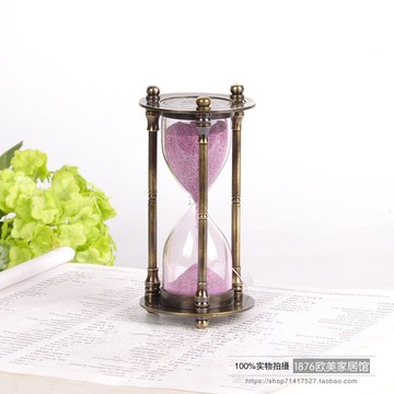 創意純銅沙漏計時器擺件結婚禮品美式客廳臥室桌面裝飾品1入