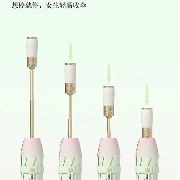 🔥臺灣出🔥布爾享全自動圓角防戳防回彈節節收大晴雨傘女摺疊遮陽傘彩膠防曬