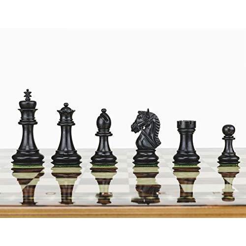 チェス チェスト |Luxuryハンドメイド木製chessmen-pieces-weighted、felted-extra queens-black【