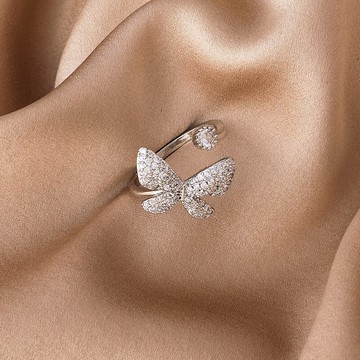 精致蝴蝶戒指女輕奢小眾設計食指戒氣質韓國東大門個性開口指環潮