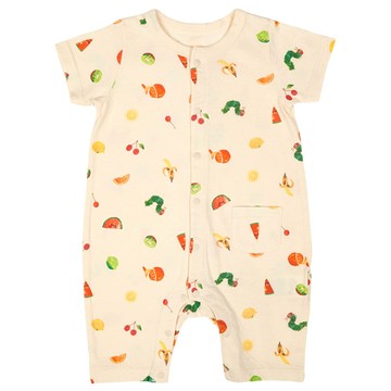 akachan honpo - 短袖兔裝 滿版印花-好餓的毛毛蟲-象牙白色