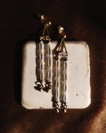 幾何雙管鋯石長耳環【限量】