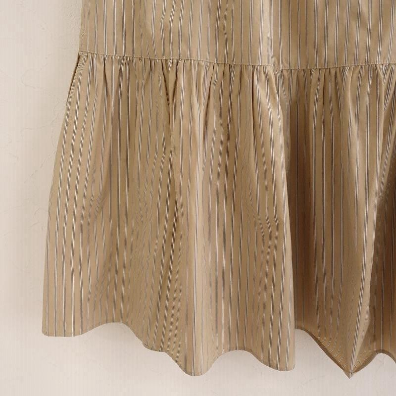 美品/定価1.7万】マンナ Manna *ストライプコットンスカート*Mベージュ 
