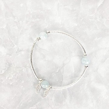 |彎管系列|羽翼天使 海藍寶石(S925純銀x手鍊x手工製作x客製化。)