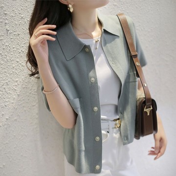 【LANNI 藍尼】現+預 針織翻領短版上衣(POLO領/優雅/簡約)