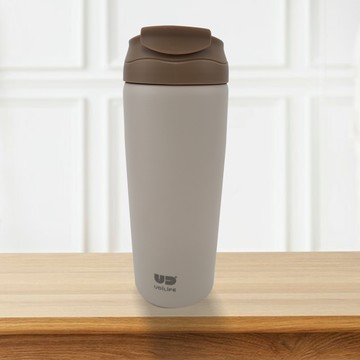 樂司/雙飲口304不鏽鋼陶瓷保溫杯-600ml-奶茶棕