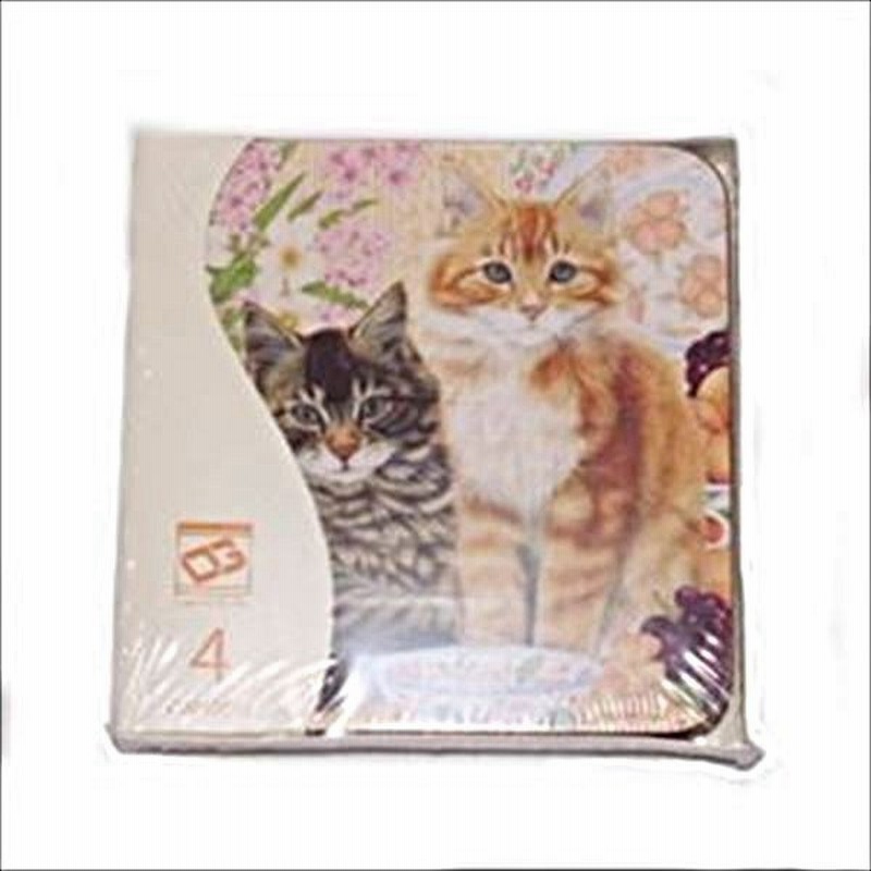 猫 グッズ キャット コースター（４枚セット） Ｃ 猫 コルク 