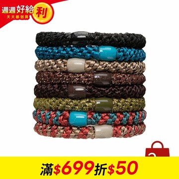 (買一送一)粗版彈力髮圈(大地色系)8入組(共16條)