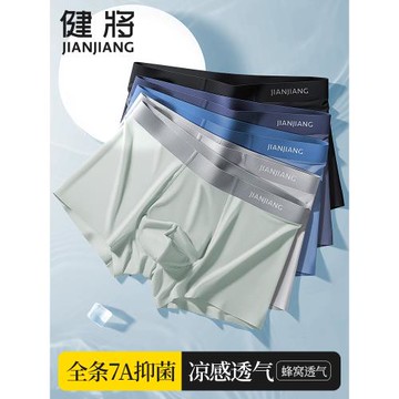 健將內褲男士冰絲涼感四角褲男生透氣薄款無痕純棉抗菌平角短褲男
