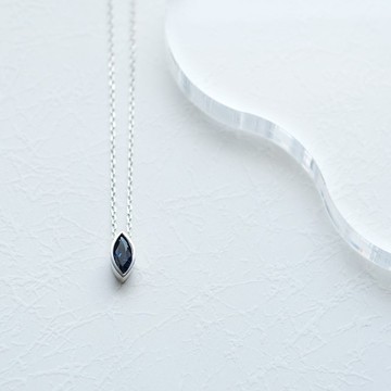 天然藍寶石 水滴切割 項鍊 925銀
