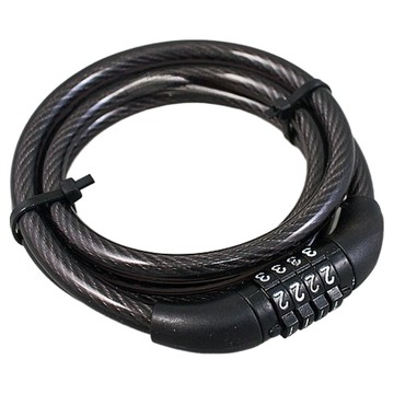 GE 502超強號碼鋼絲鎖 自行車鎖 4碼自訂密碼鎖 鋼絲總長度120cm 鋼絲管直徑1cm  黑色  1個