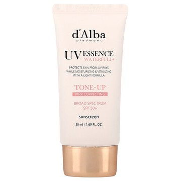 d'Alba, UV Essence Waterfull+ 抗曬霜，膚色修正，SPF 50+，1.69 液量盎司（50 毫升）