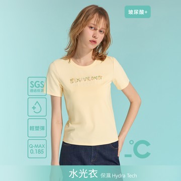 SO NICE【水光衣系列】立體縫珠字母保濕涼感玻尿酸上衣