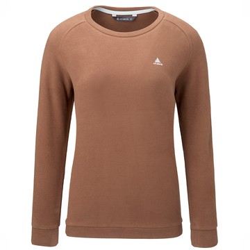 女款經典保暖圓領衫(A2TS2546W核果棕/刷絨保暖/素面百搭/圓領保暖/中長版)