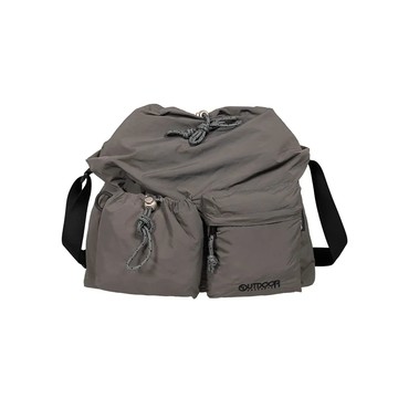 慢活宣言二口袋束口側背包-灰