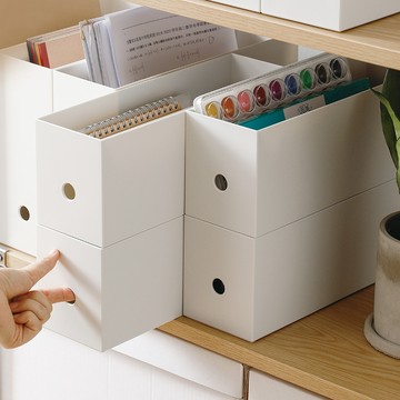 日本 霜山 10cm 面寬隙縫可疊式分類收納盒 高 12cm 3入組