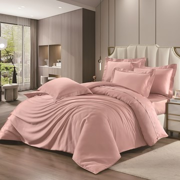 60支素色100%天絲 鋪棉床包兩用被三件組  單人  初綻粉  床包 + 被套 + 枕頭套