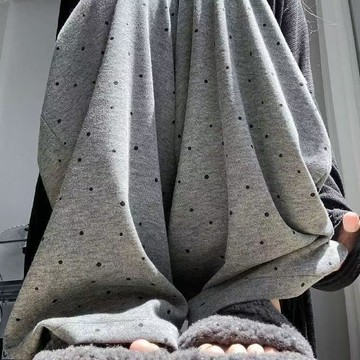 【砂糖夢境】加絨波點糯米闊腿褲女秋冬2025新款寬鬆顯瘦休閒遛彎小個子直筒褲