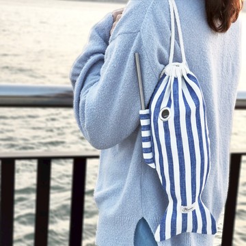 Ploceus 波西兒 海龜好朋友 隨身環保袋-藍白夏天