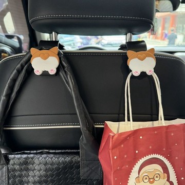 車用掛鉤 車載掛勾 可愛狗狗屁股車載掛鈎汽車卡通柯基椅背掛鈎後排車內掛勾用品裝飾